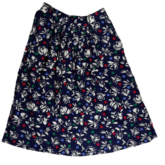 Vintage 80s Pendleton Miss Sophisticates Blue Floral Polka Dot Skirt Sz 6 - Picture 2 of 6